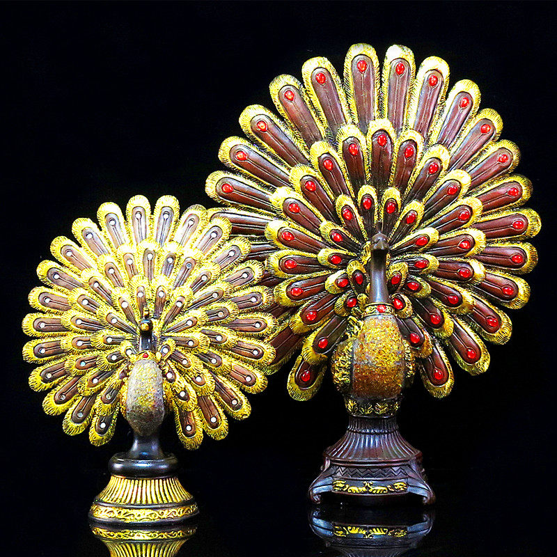 欧式富贵吉祥大孔雀开屏客厅电视柜玄关柜酒吧会所摆设工艺品摆件