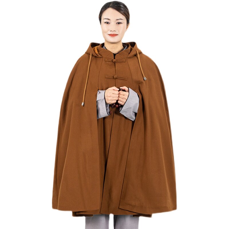 HUIWU MEDITATION CLOAK MENS WARMTH AND FLEECE COLD-PROOF MEDITATION MONK CLOTHES MONK CLOTHES LAYMAN THICKENED CLOAK AUTUMN AND WINTER