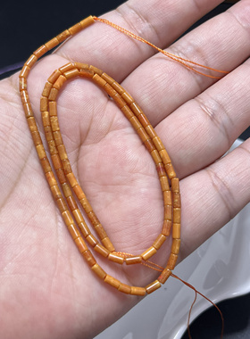天然石圆管珠2*4mm姜黄色散珠半成品diy项链手链饰品串黄辣石