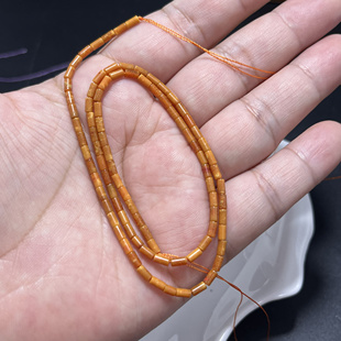 天然石圆管珠2 4mm姜黄色散珠半成品diy项链手链饰品串黄辣石