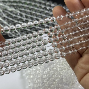 纯天然7mm白水晶A货圆珠散珠半成品DIY项链手链串珠配珠支持鉴定