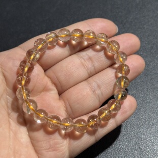 支持鉴定 无炒蜡 8mm天然金发晶圆珠手串女饰品手链孤品