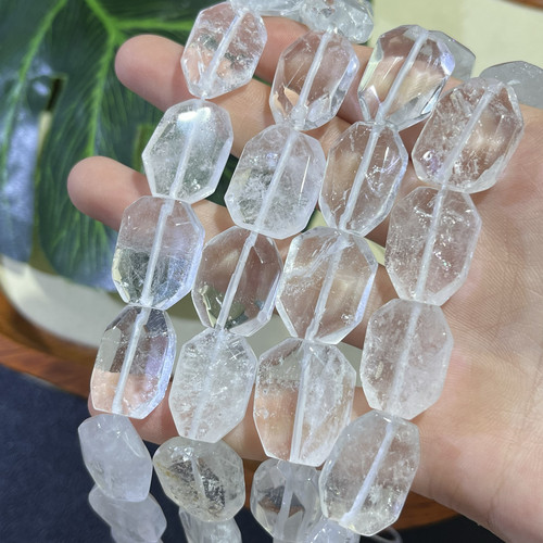 10颗-纯天然白水晶平面扁珠约15*20mm散珠diy饰品配件项链手链