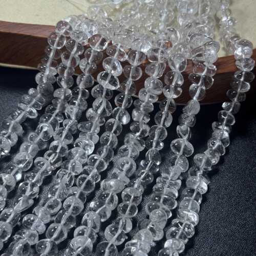 福利款性价比高-约9*6mm天然白水晶不规则中孔碎石散珠半成品38cm