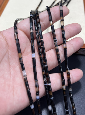 3*6mm黑玛瑙管珠散珠半成品DIY项链手链配珠串珠批发黑白玛瑙