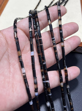 3*6mm黑玛瑙管珠散珠半成品DIY项链手链配珠串珠批发黑白玛瑙