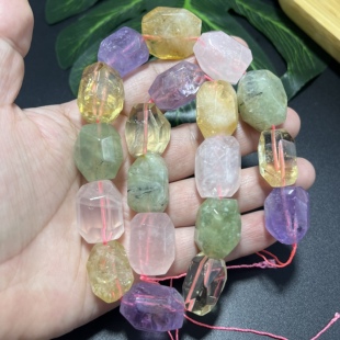 纯天然无优化水晶切面紫水晶黄水晶粉晶葡萄石大颗粒原生态竖孔