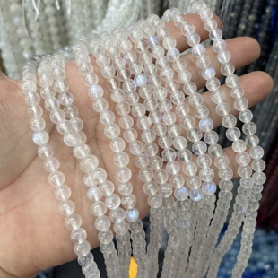 天然斯里兰卡蓝月光圆珠散珠4 6mm半成品手链项链Diy串珠配珠