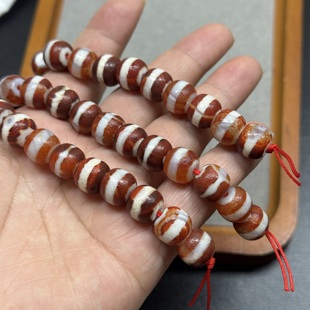 约9 红色散珠子12颗Diy项链手链配珠 11mm天然玛瑙一线老型墩墩款