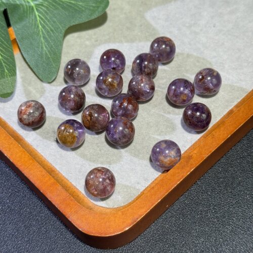 3颗装/天然14mm紫幽灵水晶圆珠散珠半成品多宝手链项链配珠