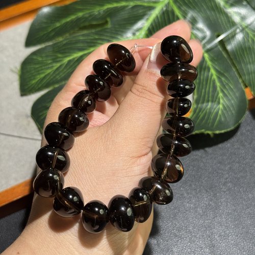 高品质-约15*11mm天然中孔茶晶散珠半成品Diy项链手链配珠