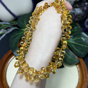 约99颗 26cm 孔0.3mm 11mm 纯天然无优化切面暴力黄水晶水滴约6.6