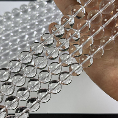 10/12mm纯天然A级白水晶圆珠散珠一条38厘米长DIY手链配珠半成品