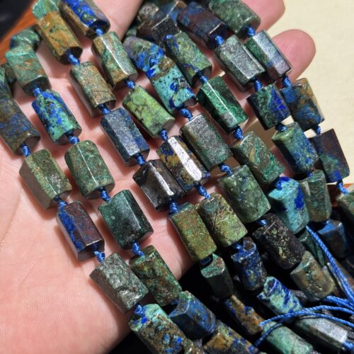 天然老矿凤凰青金石多棱管珠约8*15mm散珠半成品Diy项链手链配珠