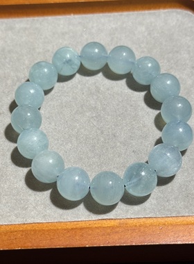 孤品-巴西天然13mm海蓝宝圆珠手串蓝色天然石女水晶手链