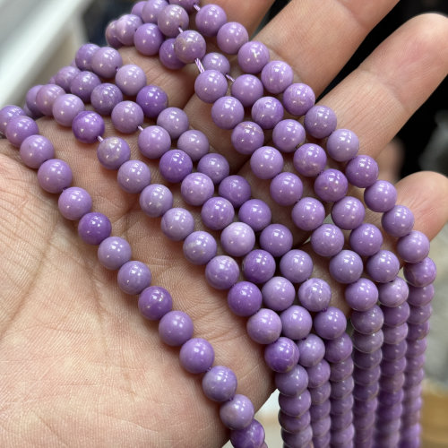 浅色干净香芋紫-天然美国紫云母圆6-10mm半成品饰品配饰项链手链