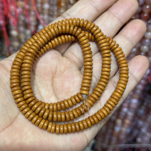 福利款 天然橄榄核隔片散珠半成品6*2mm姜黄色配珠Diy项链手链配