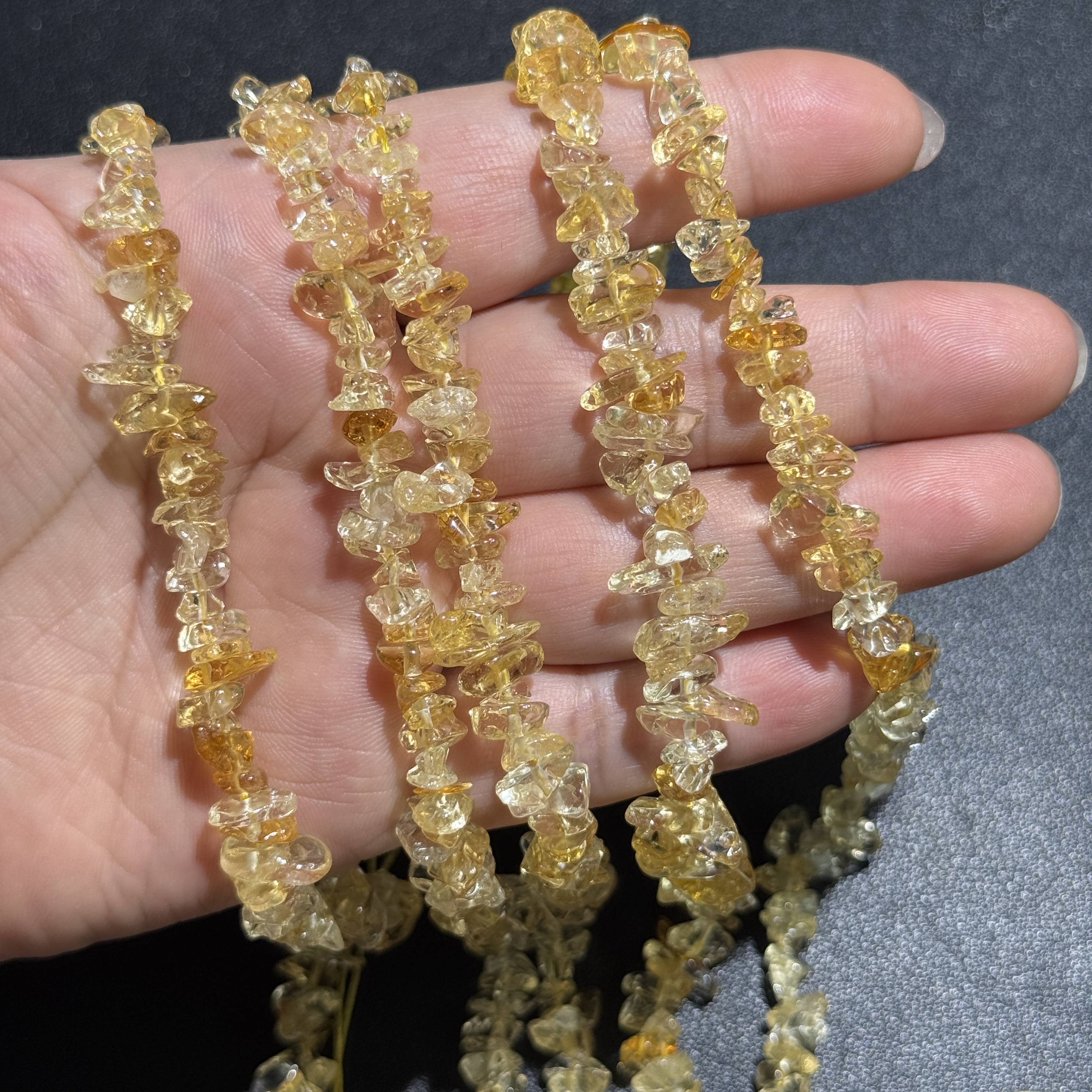 新货-品质好-天然黄水晶碎石约8mm散珠半成品DIY项链手链配珠