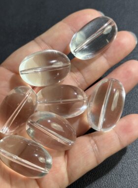 纯天然巴西料高品质通透白水晶橄榄珠约19*28mm左右尺寸吊坠一颗