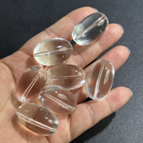 纯天然巴西料高品质通透白水晶橄榄珠约19*28mm左右尺寸吊坠一颗