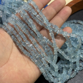 纯天然无酸洗无注胶约3.6mm海蓝宝方片半成品DIY项链手链配珠隔珠