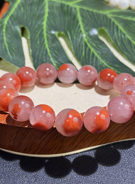 巨美~9-14mm天然川料冰飘~飘花南红圆珠手串饰品男女手链