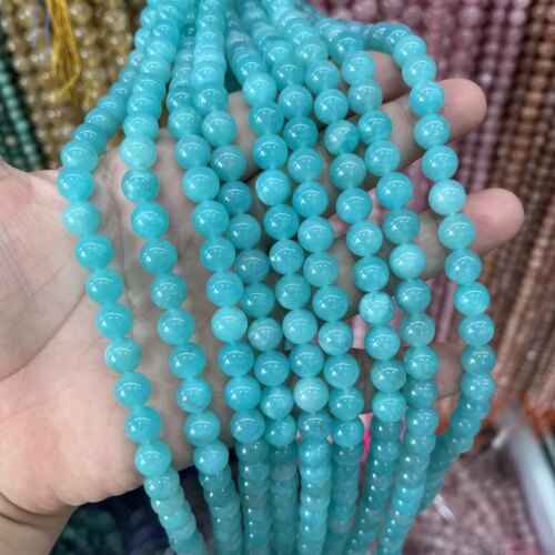 新货-天然石冰透款天河石圆珠散珠配珠隔珠手链diy半成品手工串珠