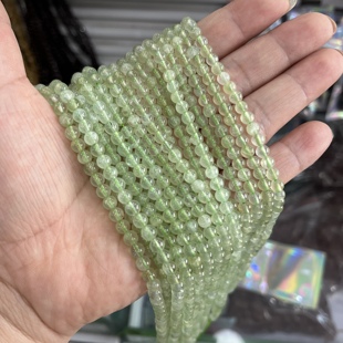 新2 4mm葡萄石圆珠散珠半成品好品质38厘米锁骨链手链浅绿色配珠