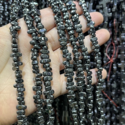 天然黑胆石不规则7mm左右半成品散珠配珠一条40厘米长