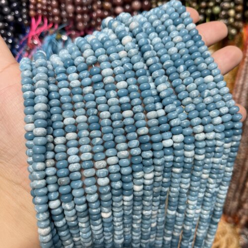 蓝色海纹石算盘珠隔珠半成品饰品