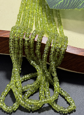 天然随性直切不规则约3.8mm橄榄晶半成品散珠diy项链手链配珠40cm