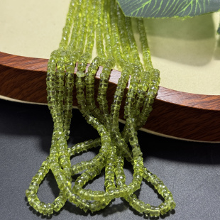 天然随性直切不规则约3.8mm橄榄晶半成品散珠diy项链手链配珠40cm