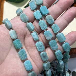 纯天然无优化蓝色天河石异型珠8*12mm扁珠小牌散珠半成品Diy项链