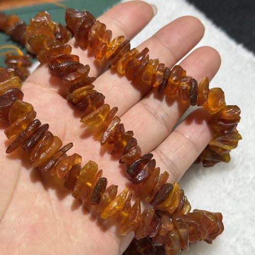 约12mm天然琥珀蜜蜡随型不规则碎石DIY手链手串毛衣链散珠半成品