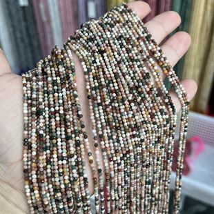 2mm刻面天然阿拉善小圆珠散珠半成品锁骨链手链Diy饰品配件配珠