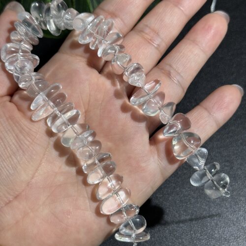 约15*4mm天然奶白通透白水晶中孔23cm散珠半成品Diy项链手链配珠