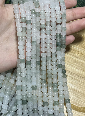新货~5*6mm老型冰山翠散珠半成品墩墩馒头珠冰润翠绿色Diy项链手