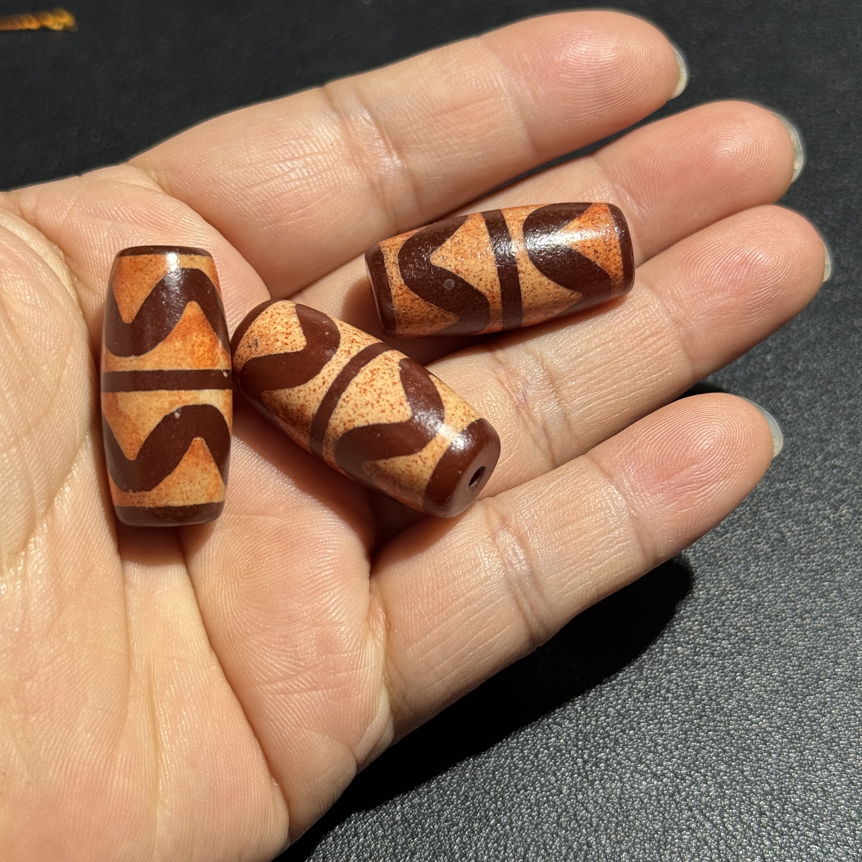 约13*30mm虎牙天珠玛瑙水波纹项链吊坠手链配珠