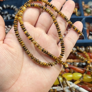 4mm天然虎眼石隔片配珠散珠38厘米半成品DIY手链项链隔珠锁骨