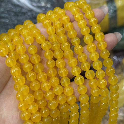 4-10mm天然玛瑙圆珠散珠半成品烤色黄玛瑙精品A级DIY项链手链配珠