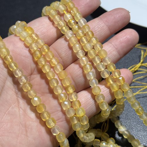 5.8mm天然切面黄玛瑙方糖32cm/60颗半成品Diy项链手链配珠