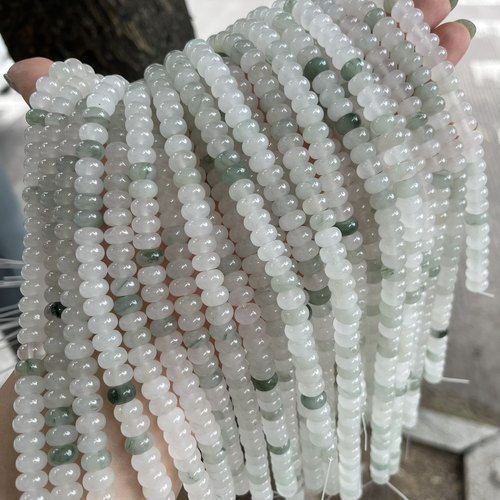 天然石冰山翠算盘散珠配珠项链手链Diy饰品配珠手工串珠飘绿青丝