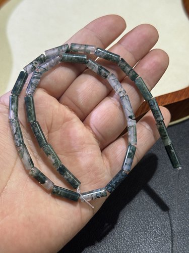 水草玛瑙管珠4*13mm散珠半成品Diy项链手链配珠38cm/29颗