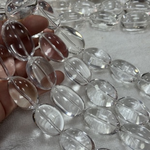 7A纯天然巴西老矿白水晶约22*32mm蛋珠椭圆净体Diy项链吊坠配珠