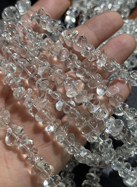 天然白水晶不规则扁圆碎石约8*4mm通透体diy手链项链串珠半成品