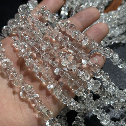 天然白水晶不规则扁圆碎石约8*4mm通透体diy手链项链串珠半成品