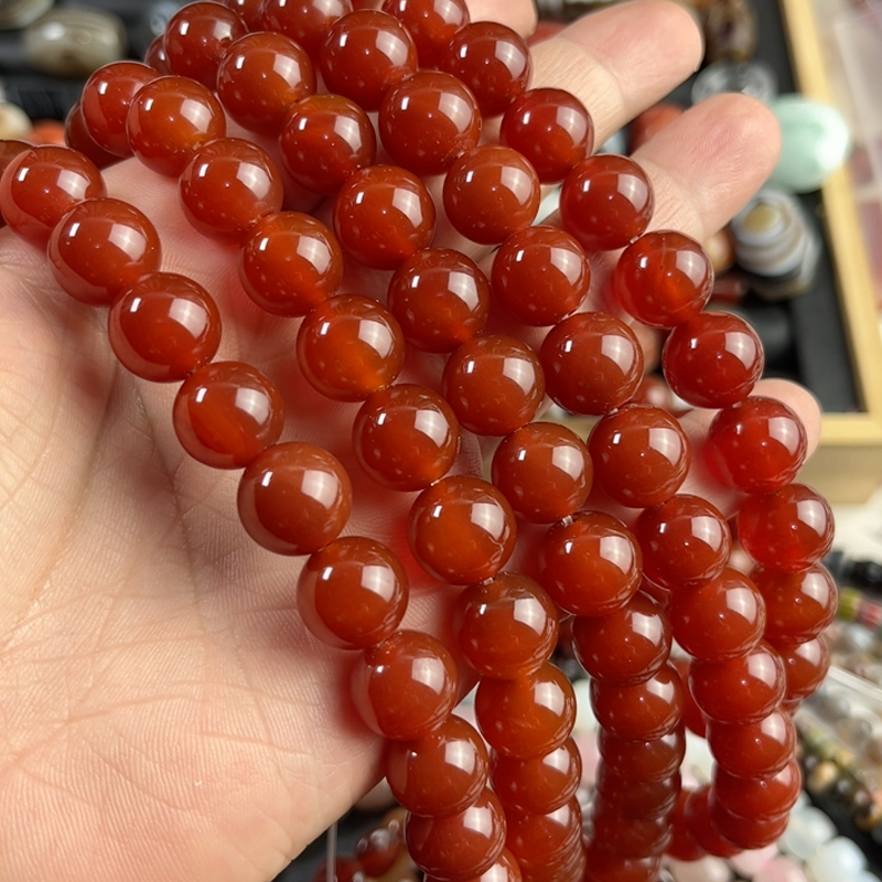 12mm精品红玛瑙圆珠半成品DIY项链手链一条31颗