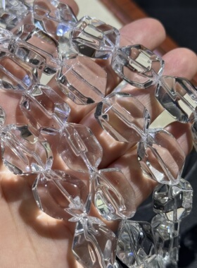 纯天然高品质净体透亮白水晶不规则刻面随型约15*20mm散珠半成品