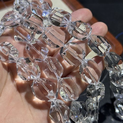 纯天然高品质净体透亮白水晶不规则刻面随型约15*20mm散珠半成品