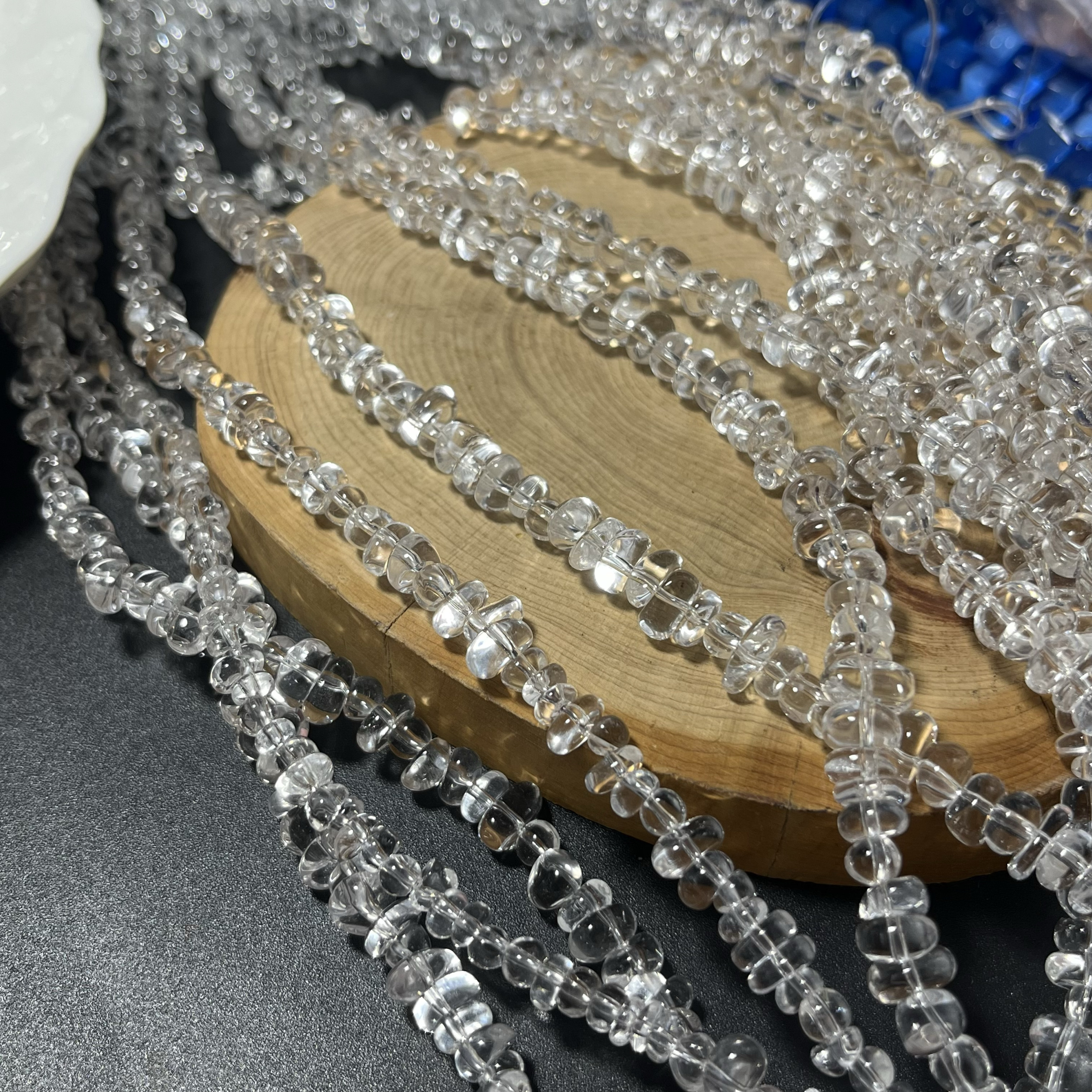 小号约5*3mm纯天然不规则高品质通透白水晶随型碎石半成品Diy项链